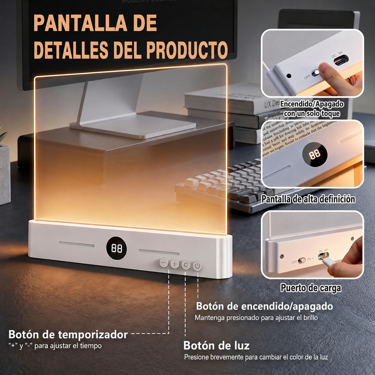 Luz LED de Lectura Nocturna con 3 Tonos